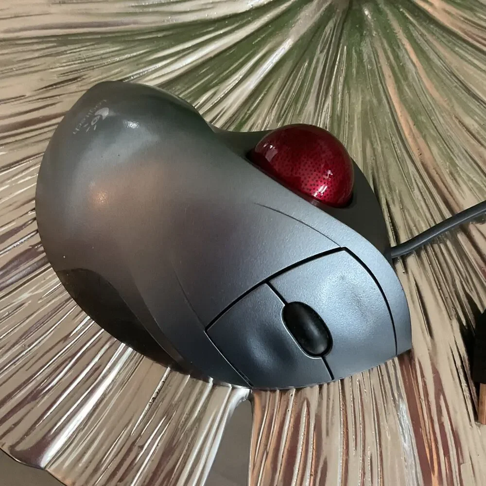 Trackman Logitech Wheel Optical Trackball Gray Mouse T-BB18